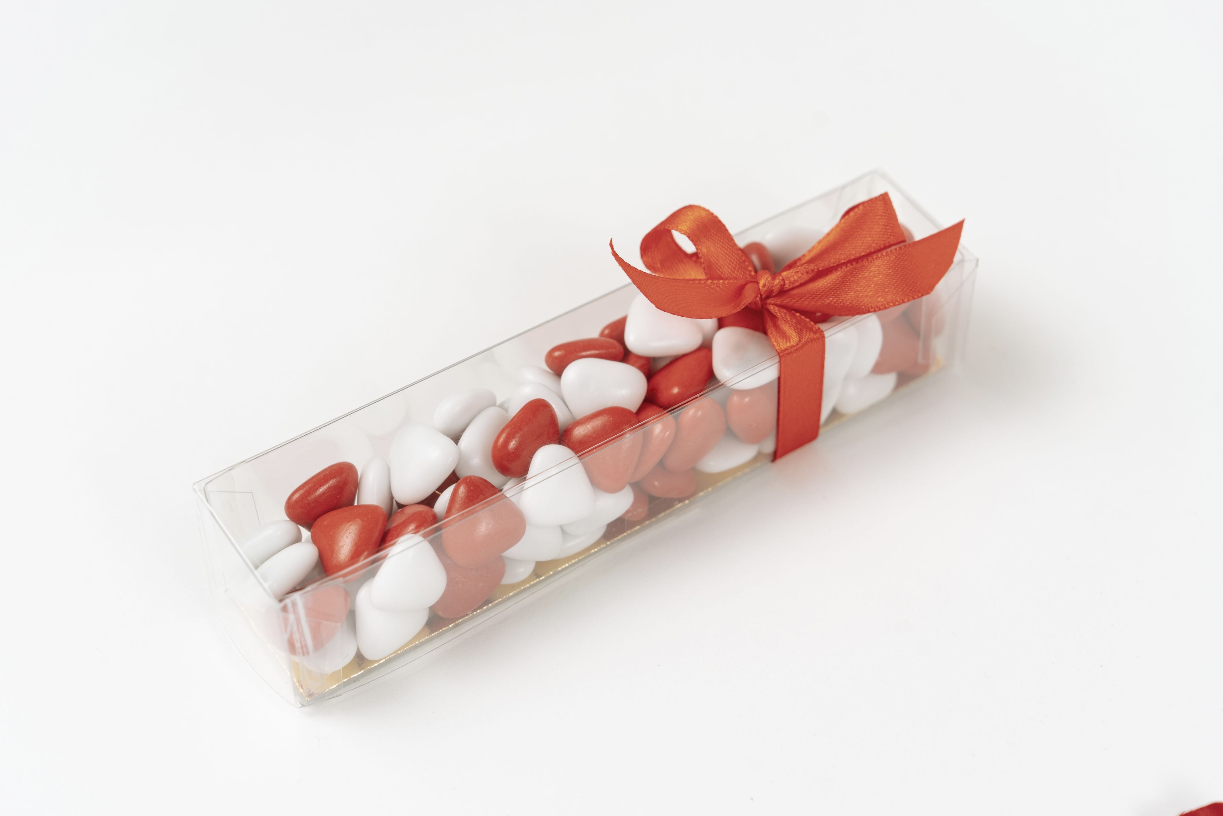 Mini hartjes dragées wit & rood